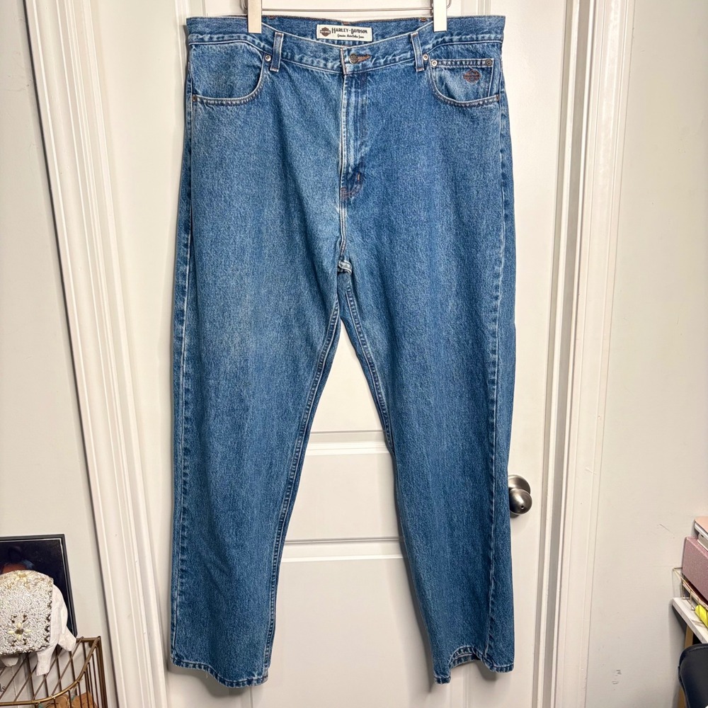 Harley Davidson Jeans Men's 40/34 Genuine MotorClothes Blue Denim Straight Leg
